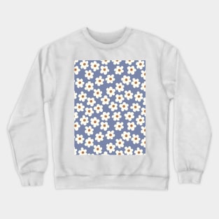 groovy retro y2k 2000s big flower power 1960s 60s 70s danish aesthetics coconut girl ditsy daisies vintage blue terracotta Crewneck Sweatshirt